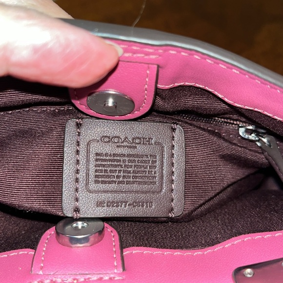 Coach Mini Lane color block mini Bag  monogram, brown/tan Peach & raspberry NWOT - Picture 15 of 17